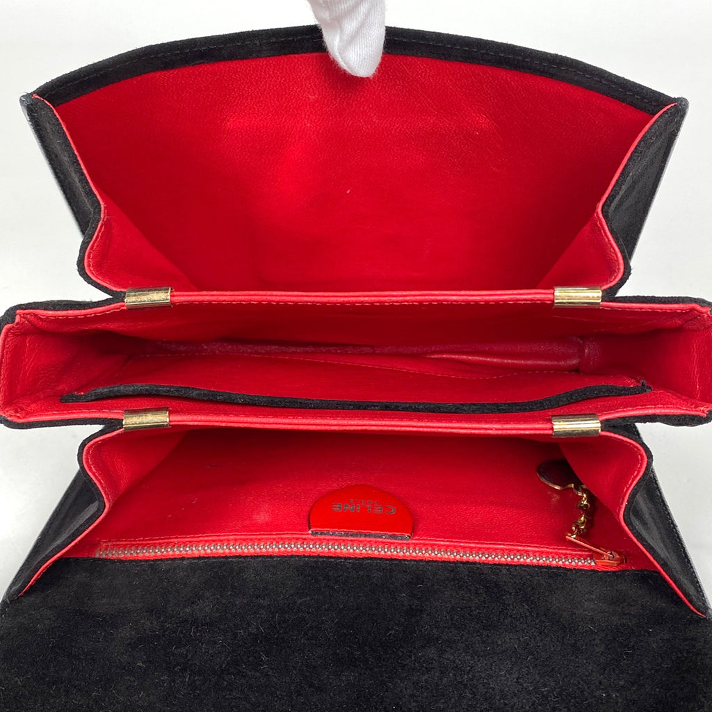 セリーヌ ロゴ ショルダーバッグ 斜め掛け ショルダーバッグ スエード ブラック レディース 【中古】brbag