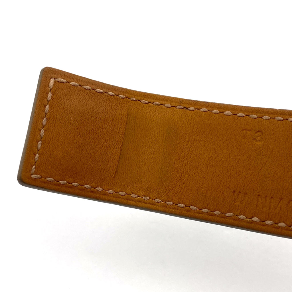 エルメス コリエ ド シアン ブレスレット バングル 腕輪 24 バングル GP レザー ゴールド ホワイト レディース 【中古】bracc