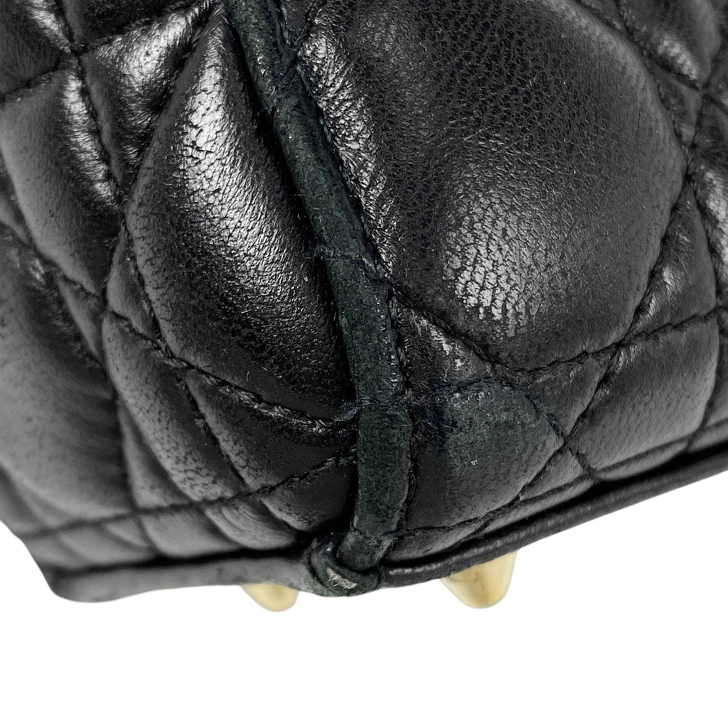 クリスチャンディオール レディディオール スモール カナージュ ハンドバッグ レザー ブラック レディース 【中古】brbag
