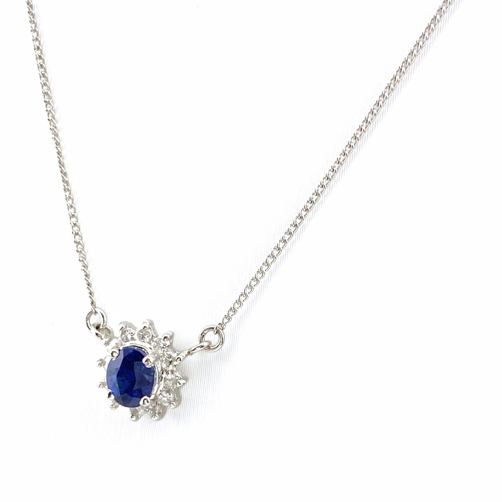 サファイア デザインネックレス プラチナ ペンダント ネックレス Pt850 Pt900 ダイヤモンド レディース 【中古】nbjwl