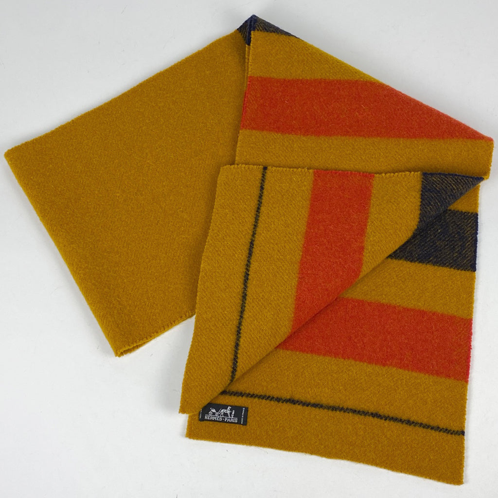 エルメス ロカバール マフラー ボーダー マフラー ウール イエロー レッド ブラック レディース 【中古】brapp