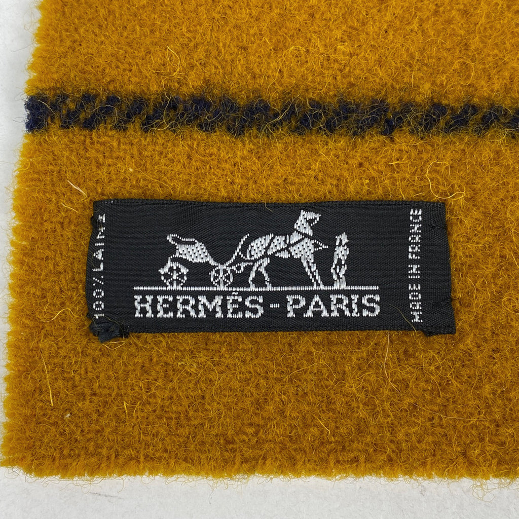 エルメス ロカバール マフラー ボーダー マフラー ウール イエロー レッド ブラック レディース 【中古】brapp