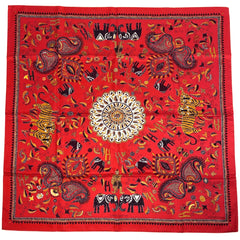 エルメス カレ 90 CARRE KANTHA カレカンタ スカーフ シルク レッド レディース 【中古】brbag
