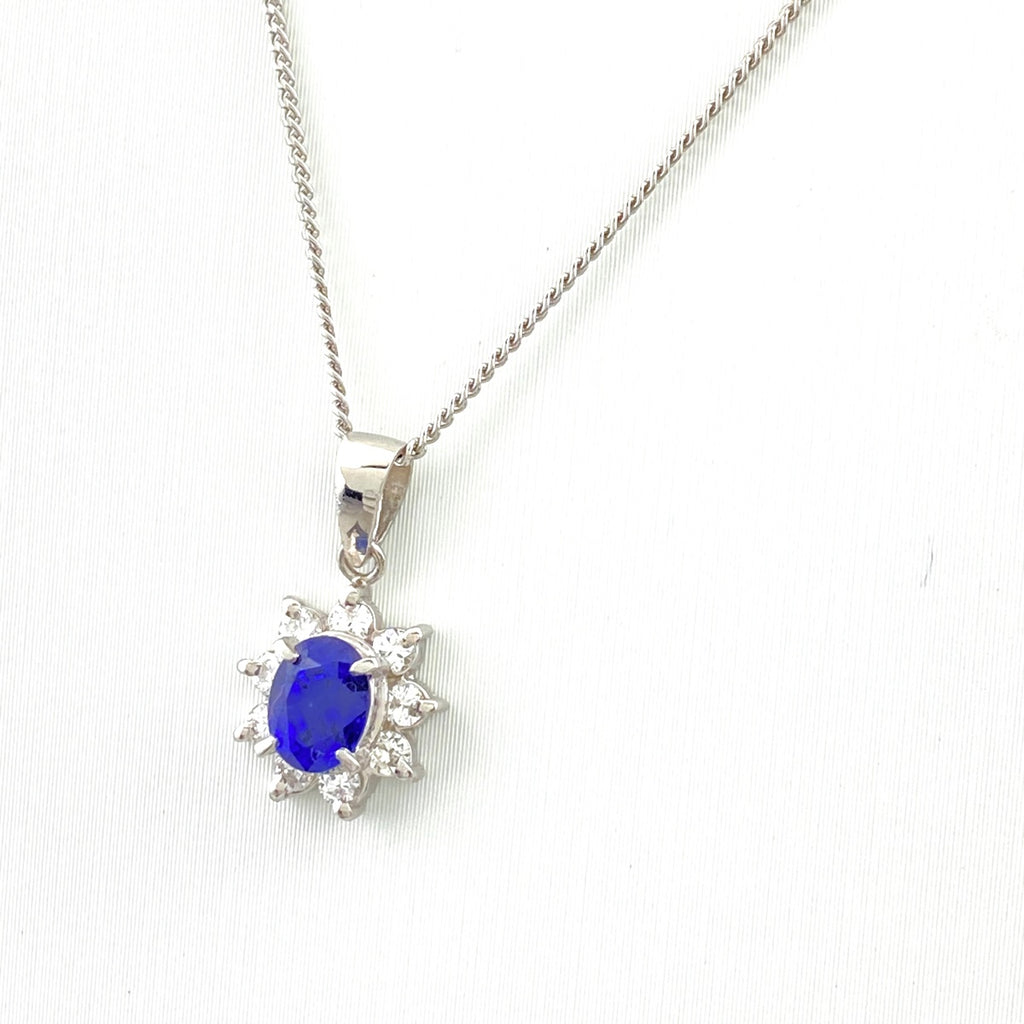 サファイア デザインネックレス プラチナ メレダイヤ ペンダント ネックレス Pt900 Pt850 サファイア レディース 【中古】nbjwl