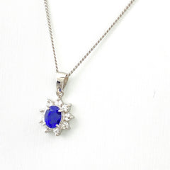 サファイア デザインネックレス プラチナ メレダイヤ ペンダント ネックレス Pt900 Pt850 サファイア レディース 【中古】nbjwl
