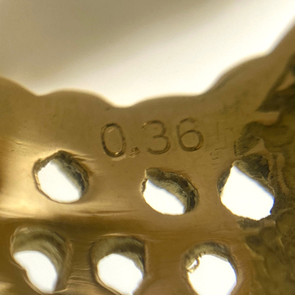 AKコレクション リーフモチーフ デザインリング YG イエローゴールド 指輪 メレダイヤ 葉 リング 12号 750 ダイヤモンド レディース 【中古】brjwl