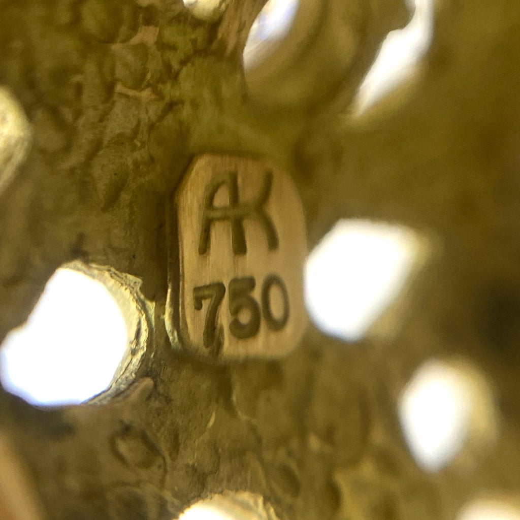 AKコレクション リーフモチーフ デザインリング YG イエローゴールド 指輪 メレダイヤ 葉 リング 12号 750 ダイヤモンド レディース 【中古】brjwl