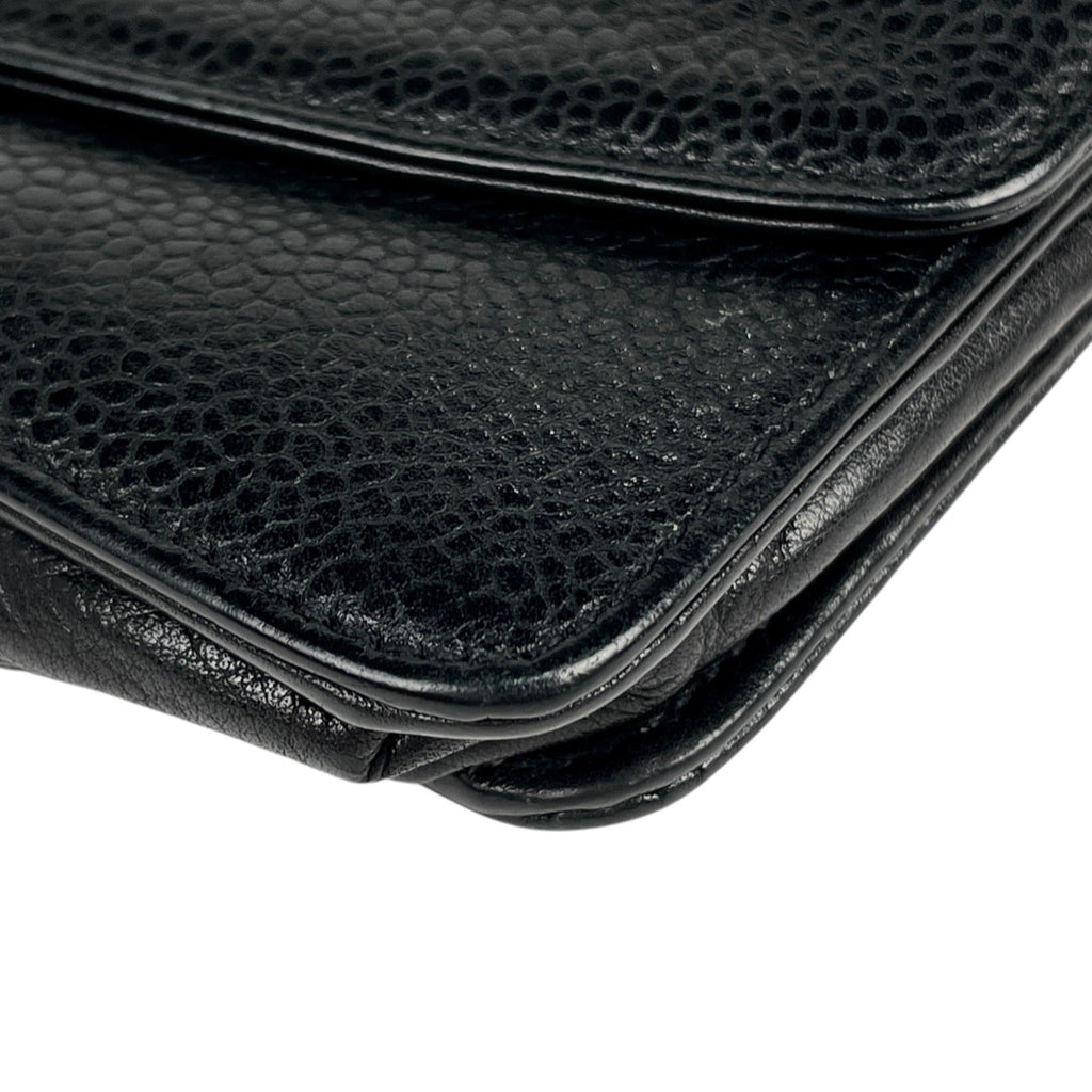 シャネル ココマーク チェーン ウォレット ショルダーバッグ キャビアスキン ブラック レディース 【中古】brbag