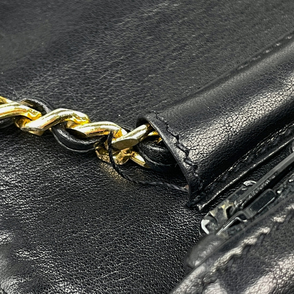シャネル ココマーク チェーン ウォレット ショルダーバッグ キャビアスキン ブラック レディース 【中古】brbag