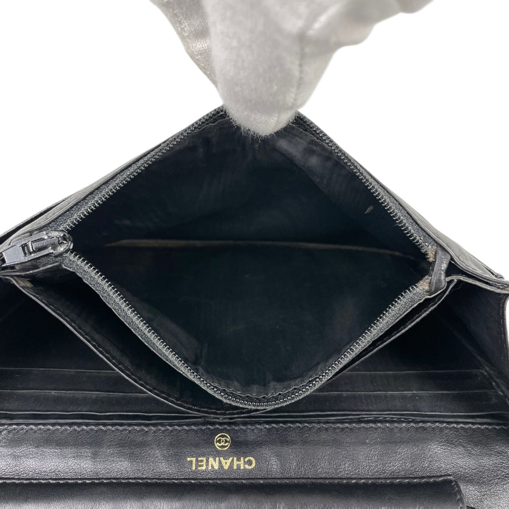 シャネル ココマーク チェーン ウォレット ショルダーバッグ キャビアスキン ブラック レディース 【中古】brbag
