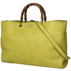 グッチ バンブー ショッパー ラージ トートバッグ ロゴ 2WAY ショルダーバッグ トートバッグ レザー イエロー 323658 レディース 【中古】brbag