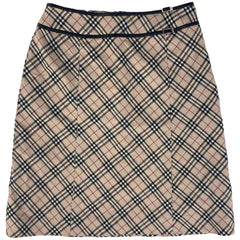 バーバリー チェック柄 スカート ミディ丈 膝丈 スカート スカート 毛 ナイロン ポリウレタン ベージュ ブラック レッド レディース 【中古】brapp