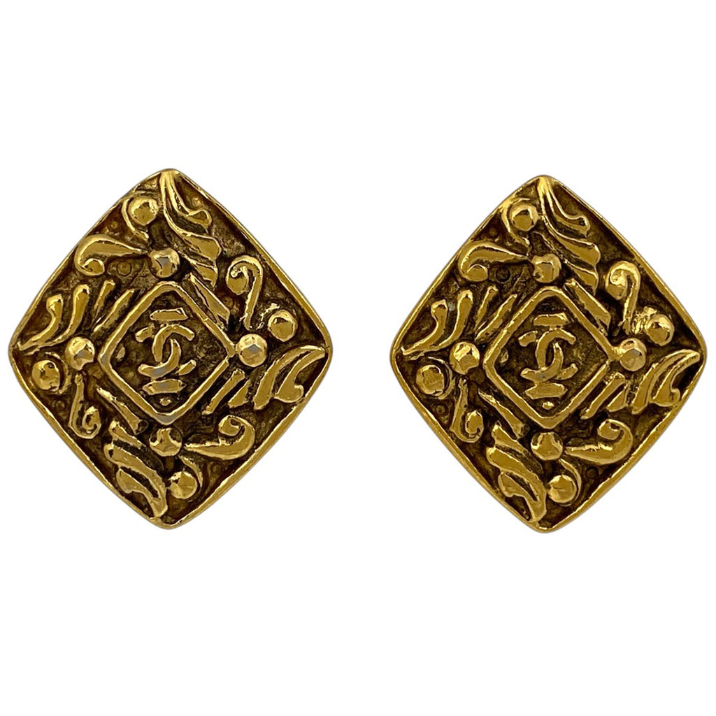 シャネル ココマーク イヤリング ひし形 スクエア イヤリング GP ゴールド レディース 【中古】bracc