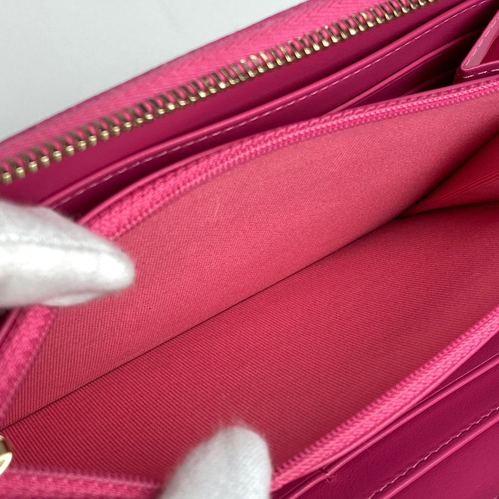 シャネル カメリア ラウンドファスナー 長財布 ココマーク 長財布 レザー ピンク レディース 【中古】brbag