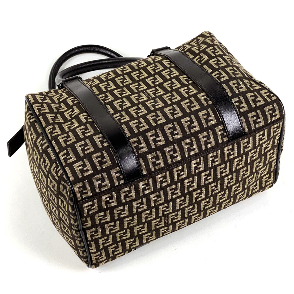 フェンディ ズッキーノ柄 ハンドバッグ ミニボストン ハンドバッグ キャンバス ブラウン 8BL068 レディース 【中古】brbag