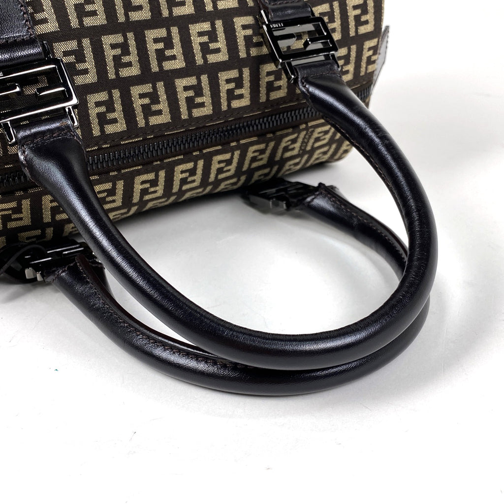 フェンディ ズッキーノ柄 ハンドバッグ ミニボストン ハンドバッグ キャンバス ブラウン 8BL068 レディース 【中古】brbag