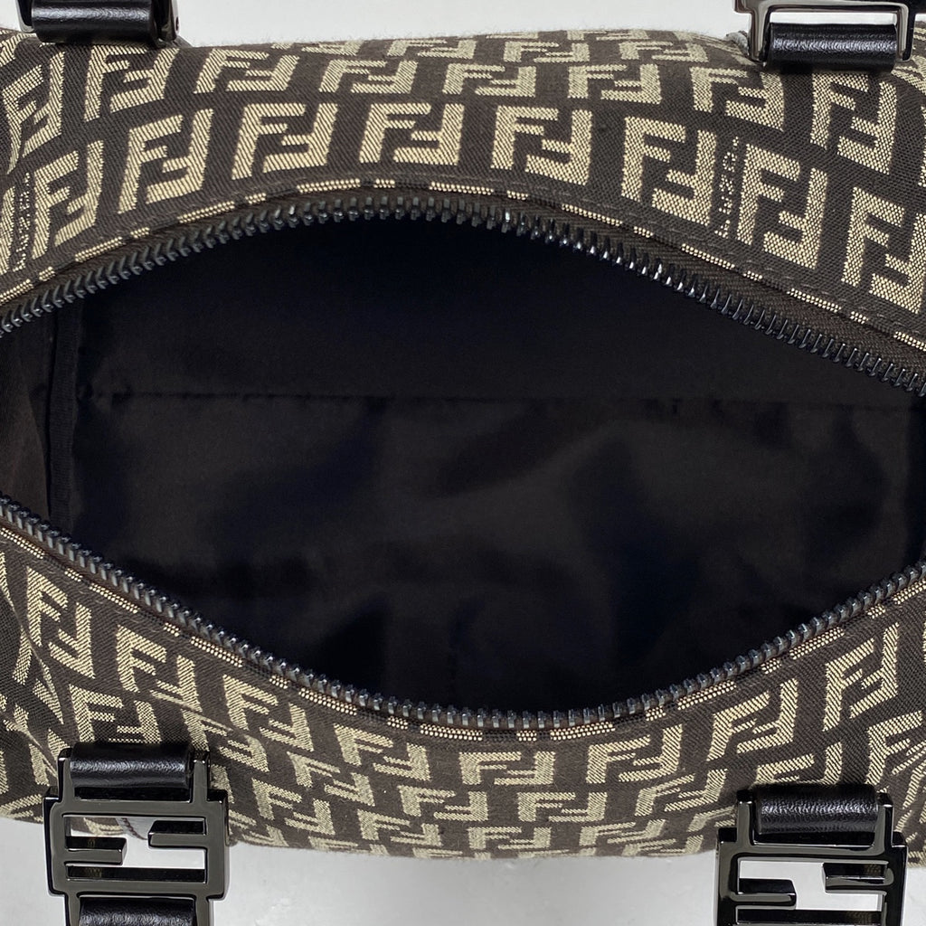 フェンディ ズッキーノ柄 ハンドバッグ ミニボストン ハンドバッグ キャンバス ブラウン 8BL068 レディース 【中古】brbag
