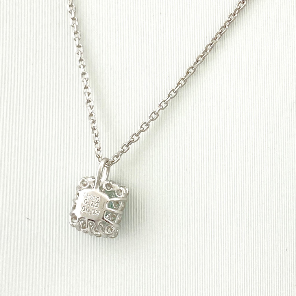 エメラルド デザインネックレス プラチナ ペンダント メレダイヤ ネックレス Pt900 Pt850 エメラルド レディース 【中古】nbjwl
