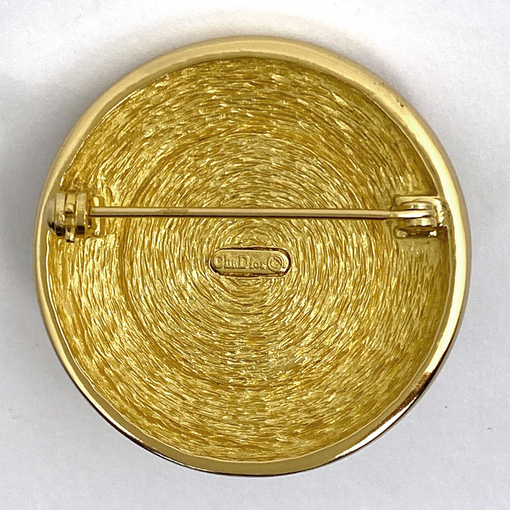 クリスチャンディオール フェイクパール デザイン ブローチ ラウンド ブローチ GP ゴールド レディース 【中古】bracc