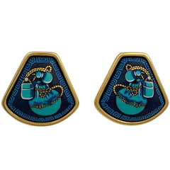 エルメス エマイユ イヤリング 七宝焼き イヤリング GP ゴールド ブルー レディース 【中古】bracc