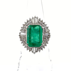 エメラルド デザインリング プラチナ 指輪 メレダイヤ リング 11.5号 Pt900 エメラルド ダイヤモンド レディース ノンブランドジュエリー 【中古】nbjwl