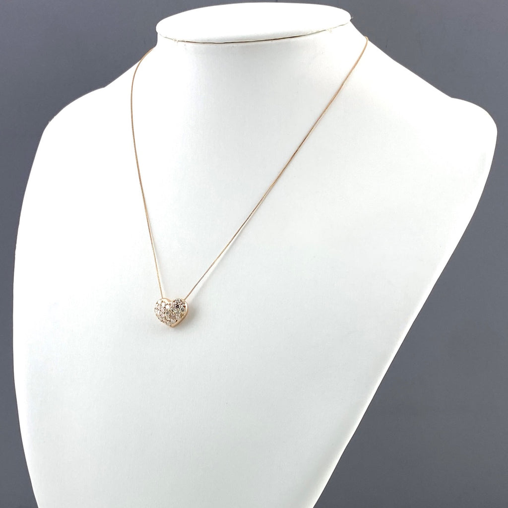 ハートモチーフ デザインネックレス YG イエローゴールド ペンダント メレダイヤ ネックレス K18 750 ダイヤモンド レディース 【中古】nbjwl