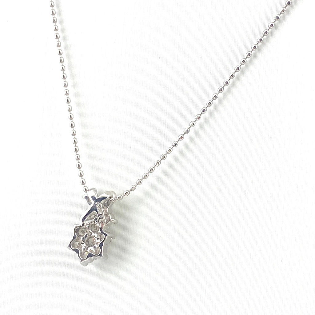 フラワーモチーフ デザインネックレス プラチナ ペンダント メレダイヤ 花 ネックレス Pt900 Pt850 ダイヤモンド レディース 【中古】nbjwl