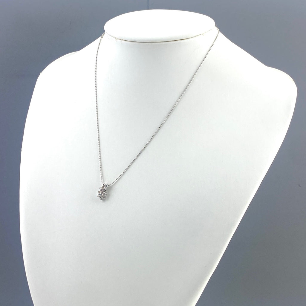 フラワーモチーフ デザインネックレス プラチナ ペンダント メレダイヤ 花 ネックレス Pt900 Pt850 ダイヤモンド レディース 【中古】nbjwl
