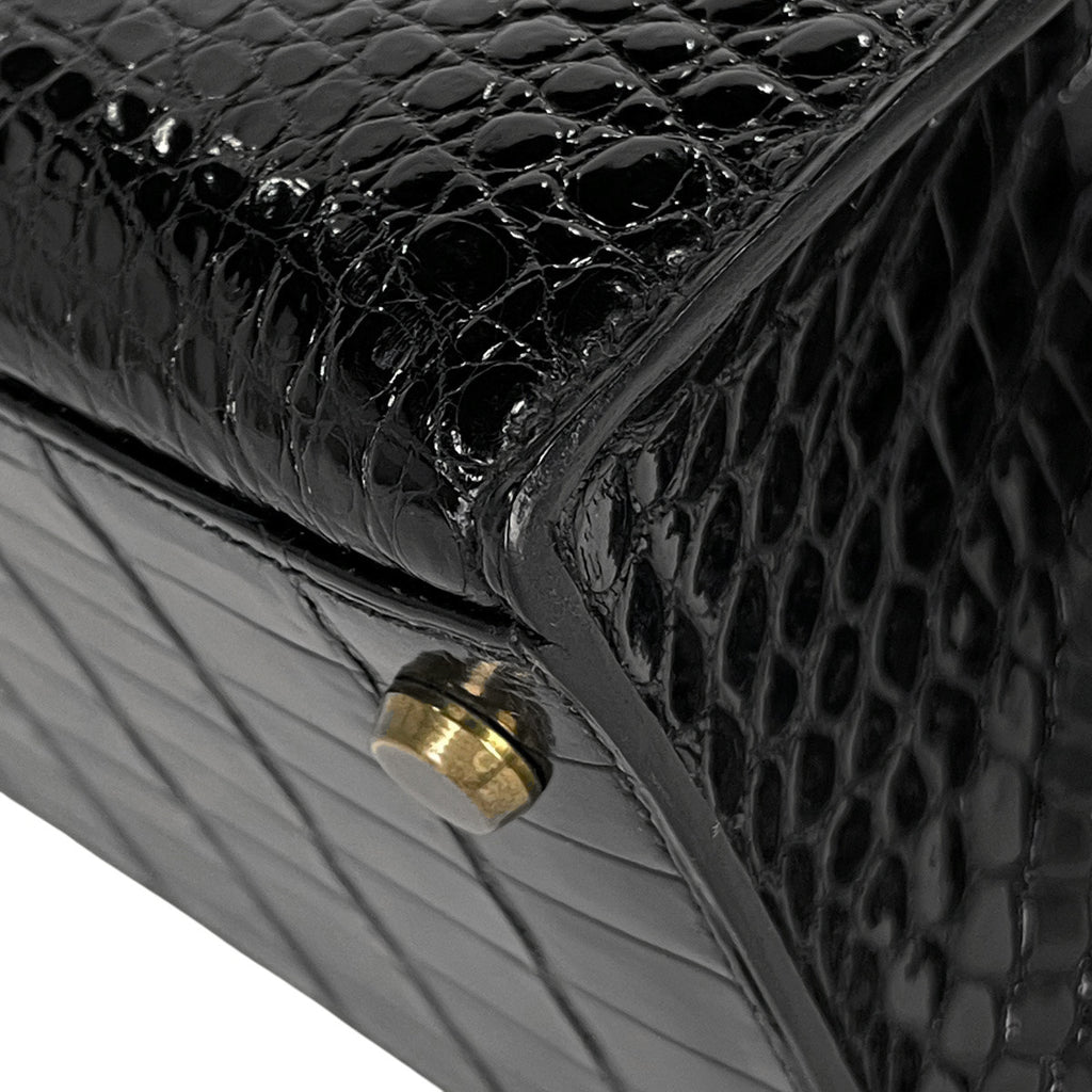 エルメス ケリー 28 外縫い ハンドバッグ クロコダイル ブラック 〇J レディース 【中古】brbag