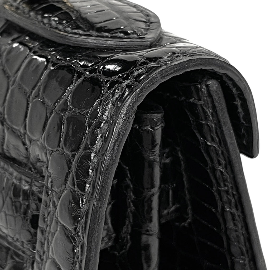 エルメス ケリー 28 外縫い ハンドバッグ クロコダイル ブラック 〇J レディース 【中古】brbag