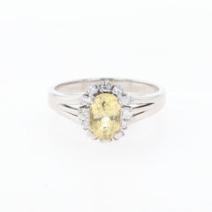 イエローサファイア デザインリング プラチナ 指輪 メレダイヤ リング 10.5号 Pt900 ダイヤモンド イエローサファイア レディース 【中古】nbjwl