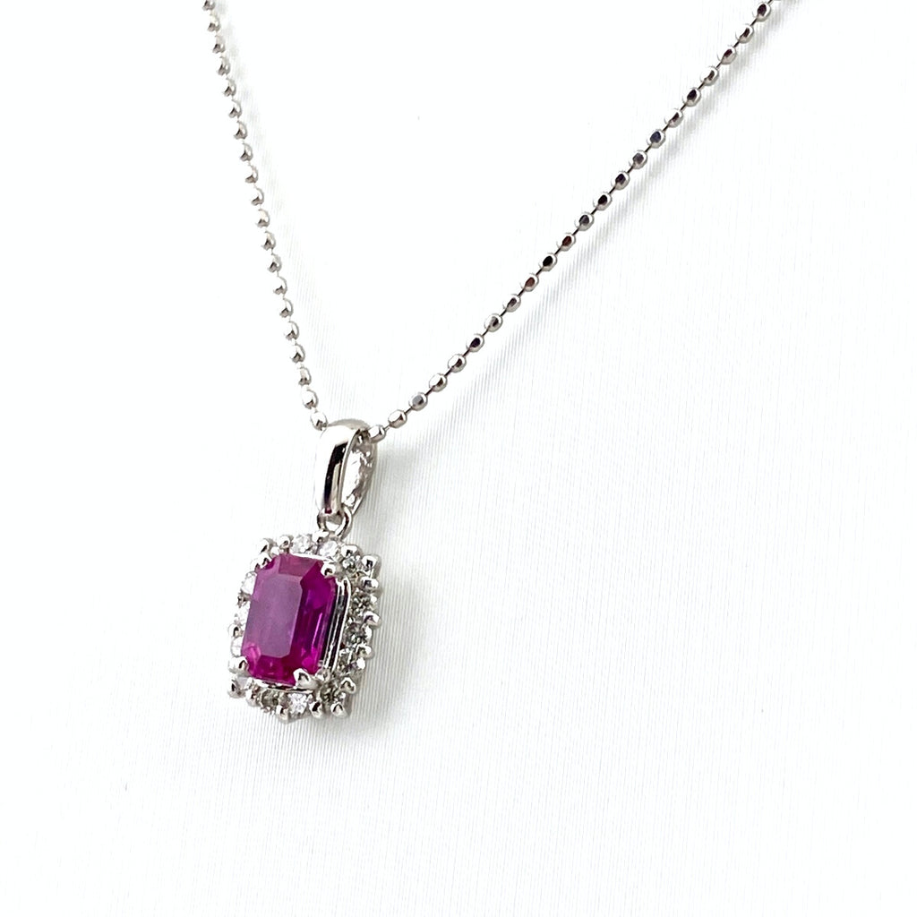 ルビー デザインネックレス プラチナ ペンダント メレダイヤ ネックレス Pt900 ルビー ダイヤモンド レディース 【中古】nbjwl