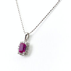 ルビー デザインネックレス プラチナ ペンダント メレダイヤ ネックレス Pt900 ルビー ダイヤモンド レディース 【中古】nbjwl