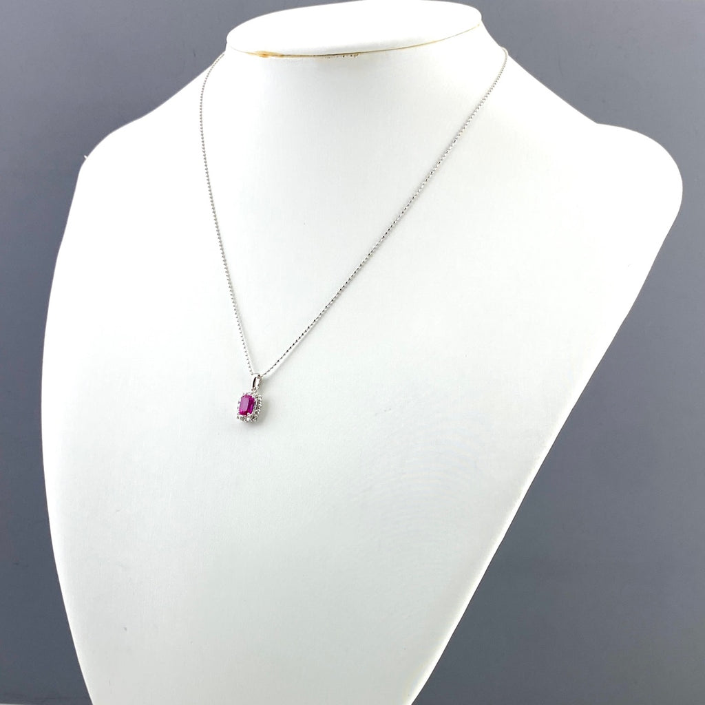ルビー デザインネックレス プラチナ ペンダント メレダイヤ ネックレス Pt900 ルビー ダイヤモンド レディース 【中古】nbjwl