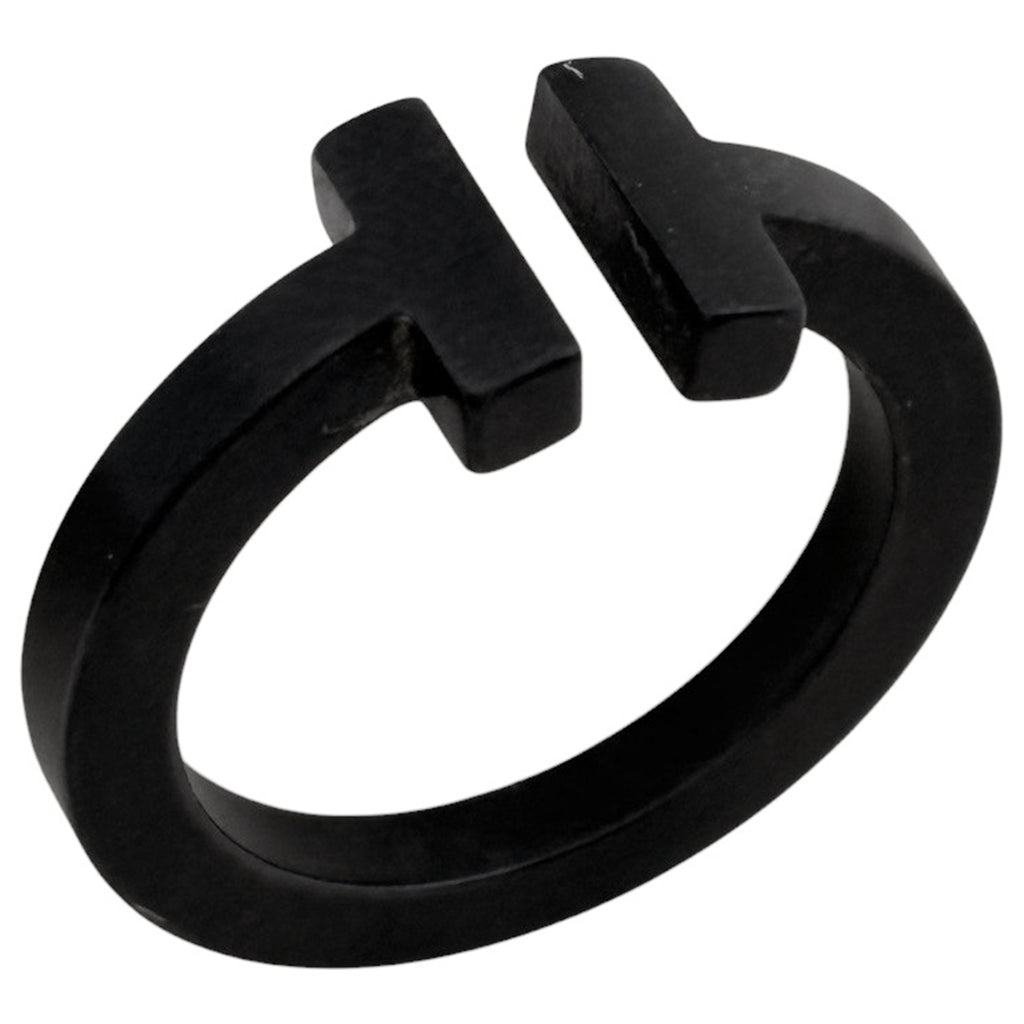 ティファニー ワイヤーリング Tスクエア 指輪 リング 9号 ステンレススチール ブラック レディース 【中古】bracc