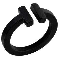 ティファニー ワイヤーリング Tスクエア 指輪 リング 9号 ステンレススチール ブラック レディース 【中古】bracc