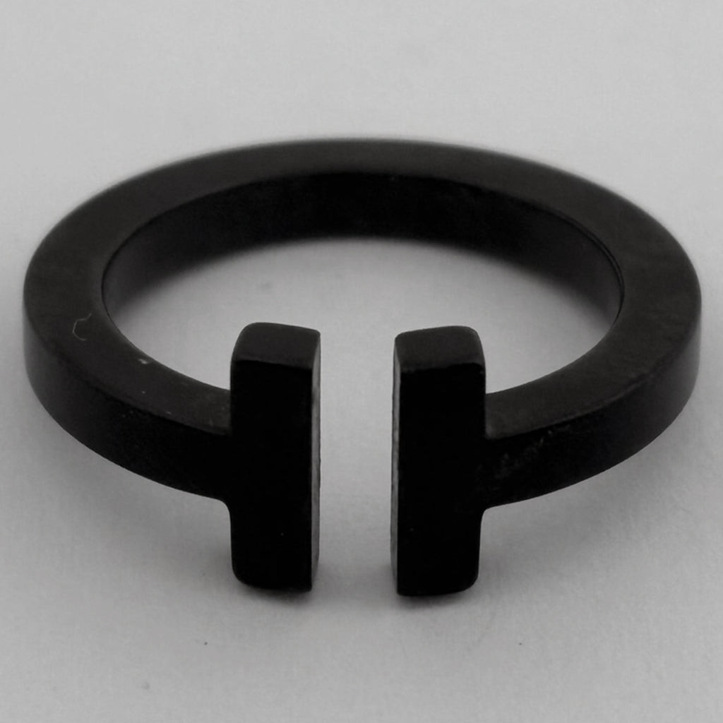 ティファニー ワイヤーリング Tスクエア 指輪 リング 9号 ステンレススチール ブラック レディース 【中古】bracc