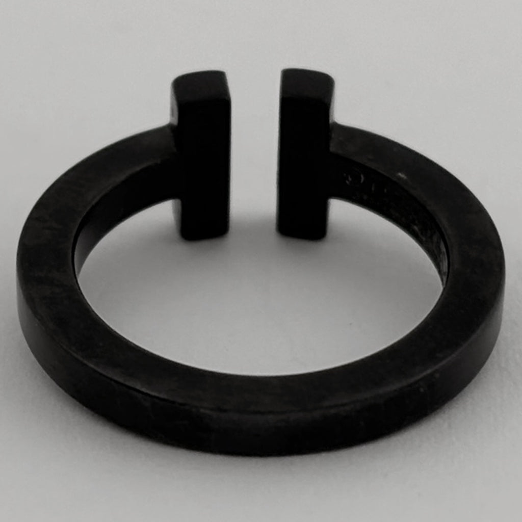 ティファニー ワイヤーリング Tスクエア 指輪 リング 9号 ステンレススチール ブラック レディース 【中古】bracc