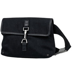 グッチ ロゴ ウエストバッグ ウエストポーチ ボディバッグ キャンバス ブラック 92543 レディース 【中古】brbag
