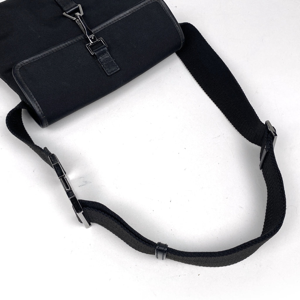 グッチ ロゴ ウエストバッグ ウエストポーチ ボディバッグ キャンバス ブラック 92543 レディース 【中古】brbag