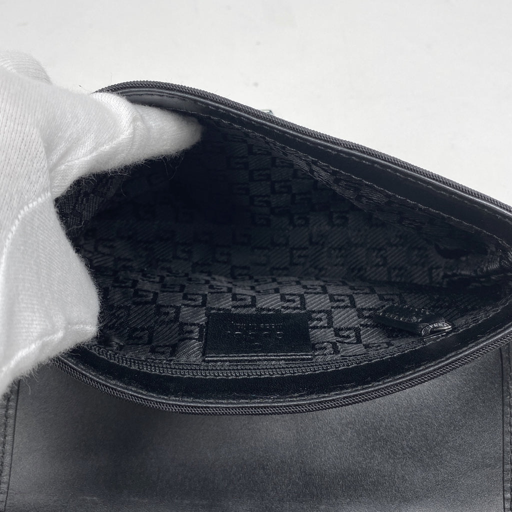 グッチ ロゴ ウエストバッグ ウエストポーチ ボディバッグ キャンバス ブラック 92543 レディース 【中古】brbag