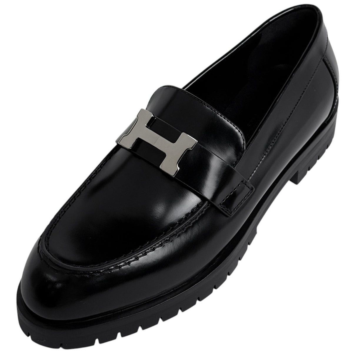 エルメス Hロゴ ローファー 靴 その他靴 レザー ブラック レディース