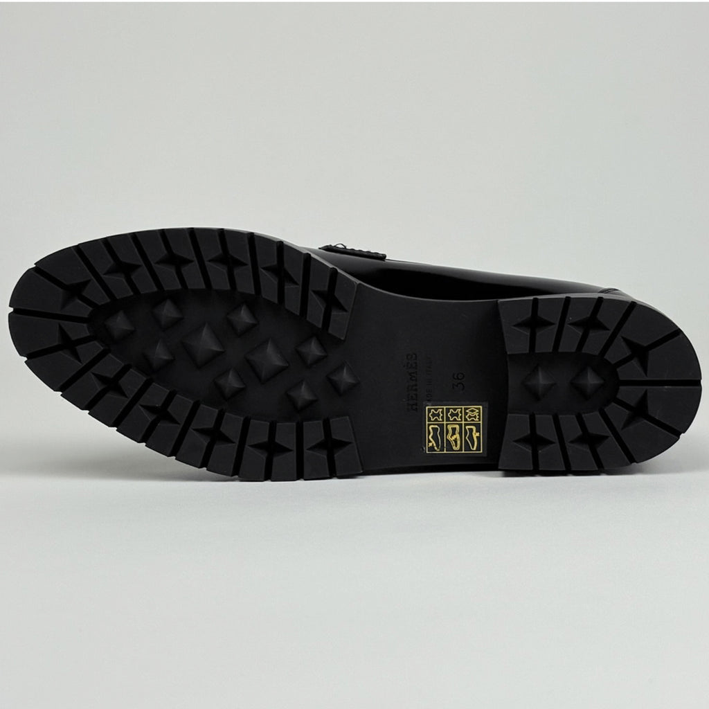 エルメス Hロゴ ローファー 靴 その他靴 レザー ブラック レディース 【中古】brapp