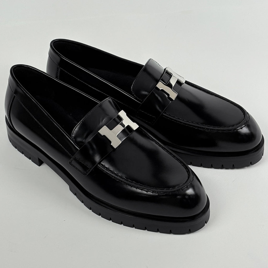 エルメス Hロゴ ローファー 靴 その他靴 レザー ブラック レディース 【中古】brapp