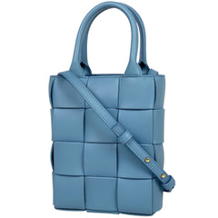 ボッテガヴェネタ カセット ショルダーバッグ マキシイントレチャート トート ミニ ショルダーバッグ レザー ライトブルー レディース 【中古】brbag
