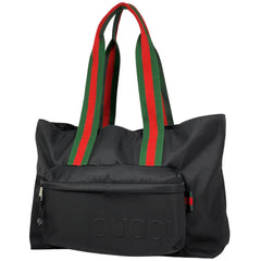 グッチ ロゴ トートバッグ ラージ シェリーライン ウェブ トートバッグ ナイロン ブラック 802172 レディース 【中古】brbag
