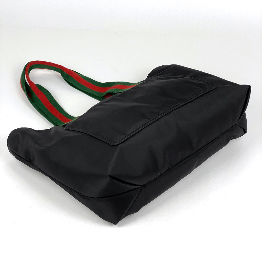 グッチ ロゴ トートバッグ ラージ シェリーライン ウェブ トートバッグ ナイロン ブラック 802172 レディース 【中古】brbag