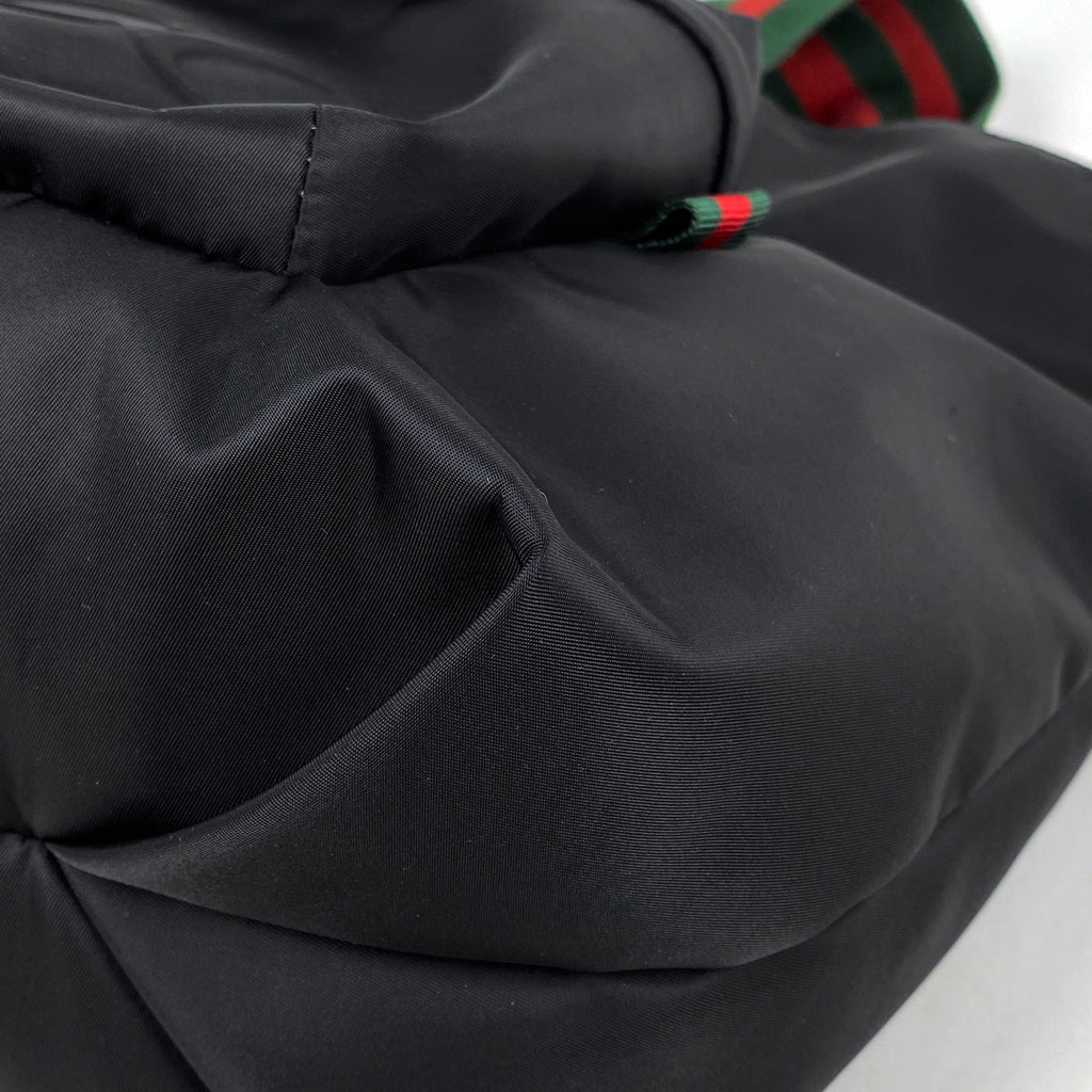 グッチ ロゴ トートバッグ ラージ シェリーライン ウェブ トートバッグ ナイロン ブラック 802172 レディース 【中古】brbag