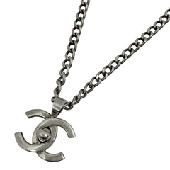 シャネル ココマーク チェーン ネックレス ターンロック ネックレス シルバーメッキ シルバー レディース 【中古】bracc