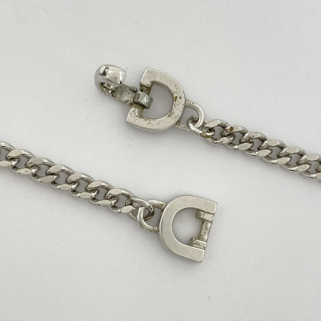 クリスチャンディオール ロゴ ネックレス ロング ネックレス メタル シルバー レディース 【中古】bracc